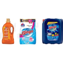 Bingo Giysi Şampuanı 3lt +renkliler Toz 8 Kg + Bulaşık Det. 4lt 3'lü Set Diğer