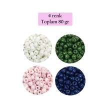 Dökme Cam Kum Boncuk Büyük Boy 6/0 4 Mm - 4 Renk - Toplam 80 Gram - Bnc408