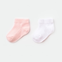 Biorganic Bibaby Organik Çorap Soket 2li Summer Pembe - Beyaz-10152 Pembe