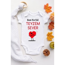 Babylimon Unisex Bebek Beyaz Beni En Çok Teyzem Sever Desenli Kısa Kol Body Beyaz - 101536839 Beyaz