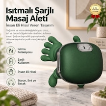 Isıtmalı Şarjlı Boyun Ve Omuz Masaj Aleti İnsan Eli Hissi Veren Yoğurmalı Masaj Cihazı Yeşil-1760 Gri