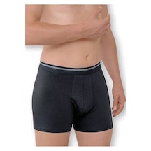 Erkek Boxer % 100 Pamuklu Uzun Long Boxer 2'li Paket M01 Antrasit
