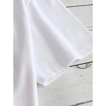 Bet's Baskılı Oversize Bisiklet Yaka T-shirt - Beyaz Beyaz