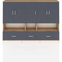 Arges Dolap 12 Raflı 3 Çekmeceli 5 Kapaklı 220x30x163 Çam-antrasit Antrasit - Atlas Çam