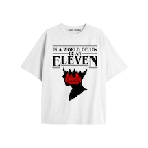 Stranger Things Eleven Oversize Ünisex T-shirt Siyah Gri