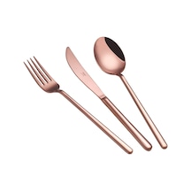 Arsel Lotus Titanyum Rose Gold 30 Parça Parlak Bakır Renk Çatal Kaşık Takımı 304 Kalite 4mm Bıçaksız Set Metalik