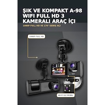 1080p Full Hd 3 Kameralı Wi-fi Araç İçi Yol Kayıt Kamerası Seti 170 Derece Park Modlu