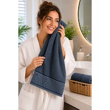 El Yüz Havlusu 50x90 Cm %100 Pamuk Kısmi Kadife Jakar Nova Collection Indigo