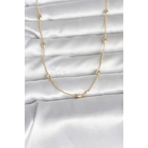 Cm 14k Gold Renk Damla Topçuk Model Zincirli 60 Cm Kadın Kolye - Lisinya Altın