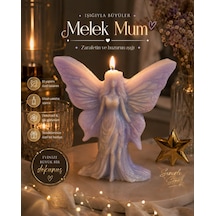 Kanatlı Melek Figürlü Kokulu Mum 74 Gr Dekoratif Hediyelik Lila - Bebe Mavisi