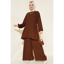 Bigdart Kadın Kahverengi Tunik Pantolon Alt Üst Takım 6663 001