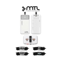 50000 Mah 22.5w Süper Hızlı Şarj Dahili Kablolu Dijital Led Göstergeli Powerbank Mt4350 Beyaz