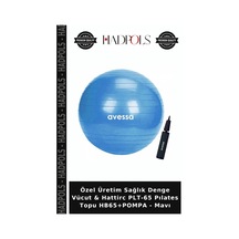 Özel Üretim Sağlık Denge Vücut & Hattirc Plt-65 Pılates Topu Hb65+pompa - Mavı
