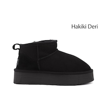 Gönderi(R) Gönderi R Siyah Nubuk Mini Platform Taban Hakiki Deri Kürklü Bot Sıyah Nubuk