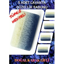 Beş Adet Lavanta Özlü+kabak Lifli Güzellik Sabunu Katı Sabun Bambu Izgaralı Sabunluk Hediyeli