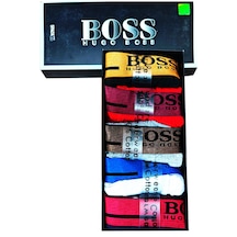 Hugo Boss 5" Li Erkek Boxer Set Fit Kalıp Lacivert - Siyah - Gri Melanj