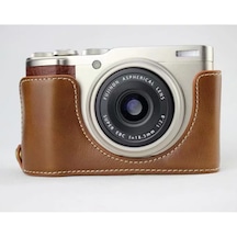 Cbtx Fujifilm Xf10 Dijital Kompakt Kamera Uyumlu Pu Deri Yarım Alt Kamera Çanta Kılıfı - Kahverengi