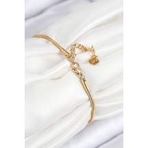 Zarif Kadın İçin Golden Çelik Göz Charm Bileklik Gri