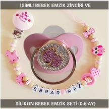 Sahi Aksesuar İsimli Emzik Zinciri Ve Silikon Emzik Seti Bezyı389 Mavi - Yeşil