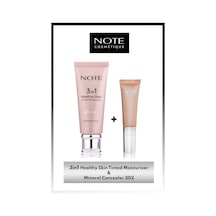 Note Cosmetics 3 in 1 Tinted Ton Eşitleyici 50 SPF Krem & Mineral Concealer 202 Göz Altı Kapatıcısı Makyaj Seti