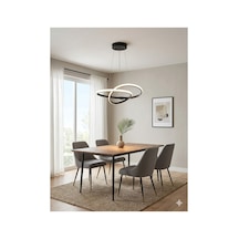 Yüksek Aydınlatmalı Kardelen Model Siyah Gövde Rengi Sarkıt Modern 3 Renk Led Avize