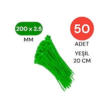 Tek-iş Plastik Kablo Bağı Klipsi Cırt Kelepçe 200 Mm X 2.5 Mm Yeşil 50 Adet