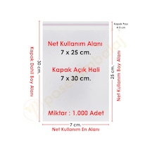 7x25+5 Cm. 7x30 1.000 Adet Şeffaf Bantlı Yapışkanlı Opp Poşet