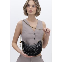 Luvishoes 1081 Siyah Rugan Kadın Çapraz Çanta Siyah