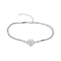 Yonca Model Zirkon Taşlı 925 Ayar Gümüş Kadın Bileklik Gümüş