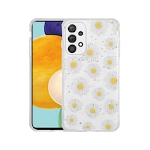 Zore Galaxy A23 Kılıf Simli Desenli Kamera Korumalı Parlak Ogaa Popy Kapak - Papatya