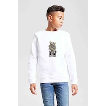 Tshirthane Dem Buttocks Baskılı Unisex Çocuk Beyaz Sweatshirt (534760350)