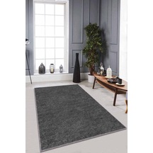 Füme Sade Desensiz Kaymaz Tabanlı Dekoratif Halı Rv198n11