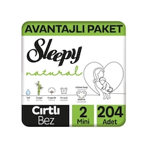 Sleepy Natural Avantajlı Paket Bebek Bezi 2 Numara Mini 204 Adet 3'lü