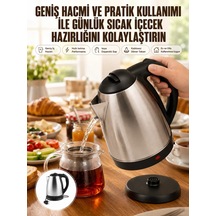 Kettle Su Isıtıcı C F Priz Uyumlu 220 - 240 V Paslanmaz Çelik Kablolu Mh-hs8882-5119