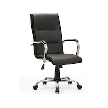 Eko Müdür Bilgisayar - Ofis - Müdür - Büro - Çalışma Koltuğu Siyah Renk Krom Ayaklı Siyah Krom