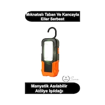 Pilli Cob Led Çalışma Lambası Mıknatıslı Kancalı Taşınabilir Projektör Işık Kamp Feneri Garaj Tamirh Beyaz