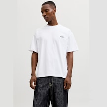 Jack & Jones Dust Script Erkek Beyaz Tişört 12292982-bw Beyaz