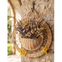 Rattan El Örgüsü Yıldızlı Duvar Sepeti Ve Çiçeklik - Duvar Süsü Ürün Çap: 40 Cm Sepet Haznesi Derinlik:11 Cm / Genişlik::17 Cm