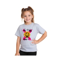 Panios Kids X Rules Baskılı Kız Çocuk Kısa Kollu T-shirt Gri