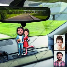 2 Kişi Arkadaş Ahşap Tasarımlı Araba Dikiz Ayna Süsü Tasarımlı Buzdolabı Magneti/resim Gönder Magnet Olsun