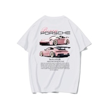 Brz Collection Unisex Oversize Berry Porsche T-shirt Beyaz Beyaz