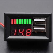Usb Soketli Voltmetreli Akü Kapasite Göstergesi 12v Pil