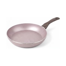 Buz 24 Cm Tava - Shadow Krem Kırçıl Granit Efektli Yanmaz Yapışmaz Günlük Kızartma Ve Omlet Tavası Açık Bakır
