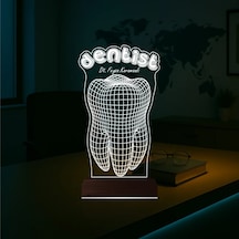 Luvivia Diş Hekimi Diş Doktoru Hediye Dentist Kişiye Özel 3d Lamba - Masa Gece Lambası Şeffaf