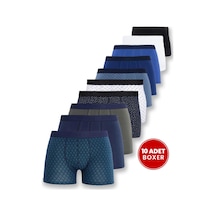 Tudors Erkek 10'lu Likralı Pamuklu Esnek Kumaş Premium Seri Boxer-41934 Çok Renkli