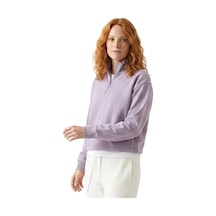 Sportive Cleo Zip Neck Kadın Lila Günlük Stil Sweatshirt 26yk0006-lıl Pembe