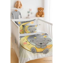 Yenidoğan Kız / Erkek Unisex Bebek Nevresim Takımı %100 Pamuklu Aydaki Ayıcık Çok Renkli