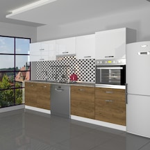 Decoraktiv Elite 280y Ankastre Boy Dolaplı Mdf Hazır Mutfak Dolabı - Tezgah Dahil - Pera - Beyaz Beyaz - Meşe