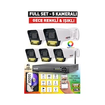 5 Kameralı Renkli Gece Görüşlü 5mp Lensli Fullhd Gece Görüşlü 9 Led Kamerası Seti - 500gb