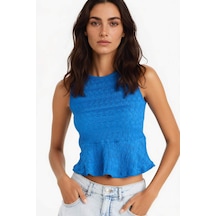 Defacto Slim Fit Dar Kesim Bisiklet Yaka Bürümcük Atlet F6277ax25smbe43 Mavi